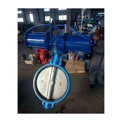 Matériau de la carrosserie de DI Souffle de siège Wafer Butterfly Valve avec actionneur pneumatique personnalisé