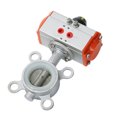 Valve à papillon pneumatique à manche en acier inoxydable avec actionnement pneumatique