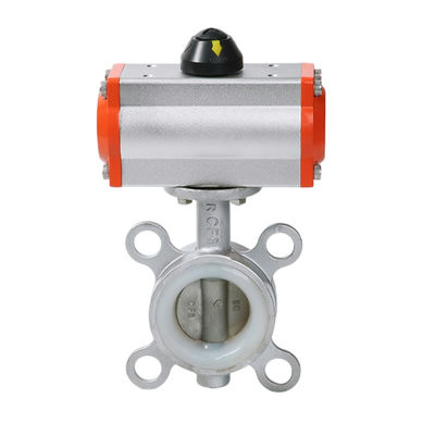 Valve à papillon pneumatique à manche en acier inoxydable avec actionnement pneumatique