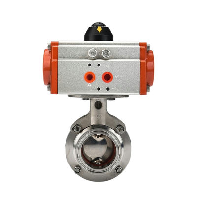 Ventilateur de papillon hygiénique à basse température DN25 1 pouce Tri-clamp pneumatique actionné