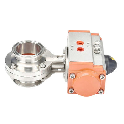 Ventilateur de papillon hygiénique à basse température DN25 1 pouce Tri-clamp pneumatique actionné